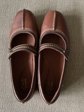 Clarks Brown Leather Mary Jane Shoes